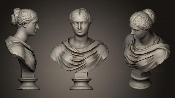 Бюсты и головы античные и исторические (Женский портрет, BUSTA_0383) 3D модель для ЧПУ станка